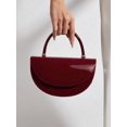 thumbnail image 2 of Women Glossy Burgundy Top Handle Handbag Elegant Half Moon Shoulder Bag Evening Purse for Party Wedding, 2 of 8