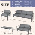 thumbnail image 2 of FYRICKLYLINOO 7 Seats Outdoor Patio Aluminum Furniture Set, 5 Piece Outdoor Modern Conversation Sectional Sofa Set with Side Table, Grey Frame and Cushion, 2 of 5