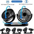 thumbnail image 4 of Auto Kfz Lfter Auto Ventilator Mit 3 Geschwindigkeiten Doppellfter Bereich 360 Grad-drehung Einstellbar Ventilator Haus Bro - Schwarz Fr Alle Familien, 4 of 5
