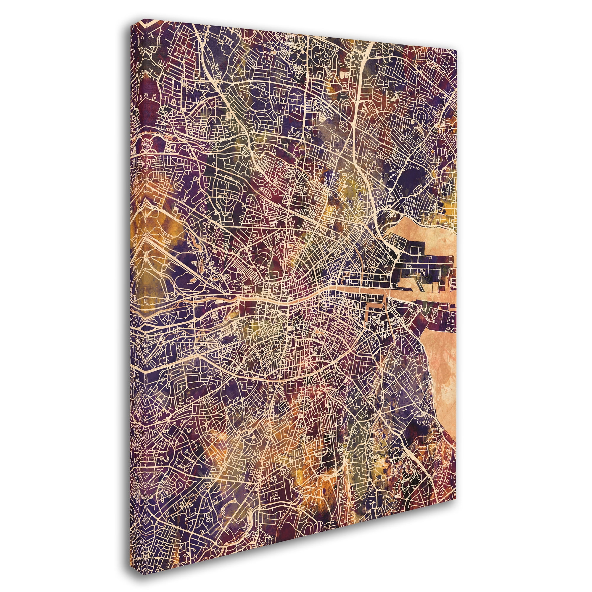 Trademark Fine Art 'Dublin Ireland City Map II' Canvas Art by Michael Tompsett