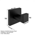 thumbnail image 3 of 2-Piece Matte Black Stainless Steel Wall Mounted Towel Hook Square Design Hanger for Bathroom Kitchen Bedroom Coats, 3 of 7