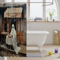 thumbnail image 3 of Manfei Halloween Cartoon Ghost Shower Curtain 72Wx84L,Spooky Skull Print Bathroom Shower Curtain, 3 of 5