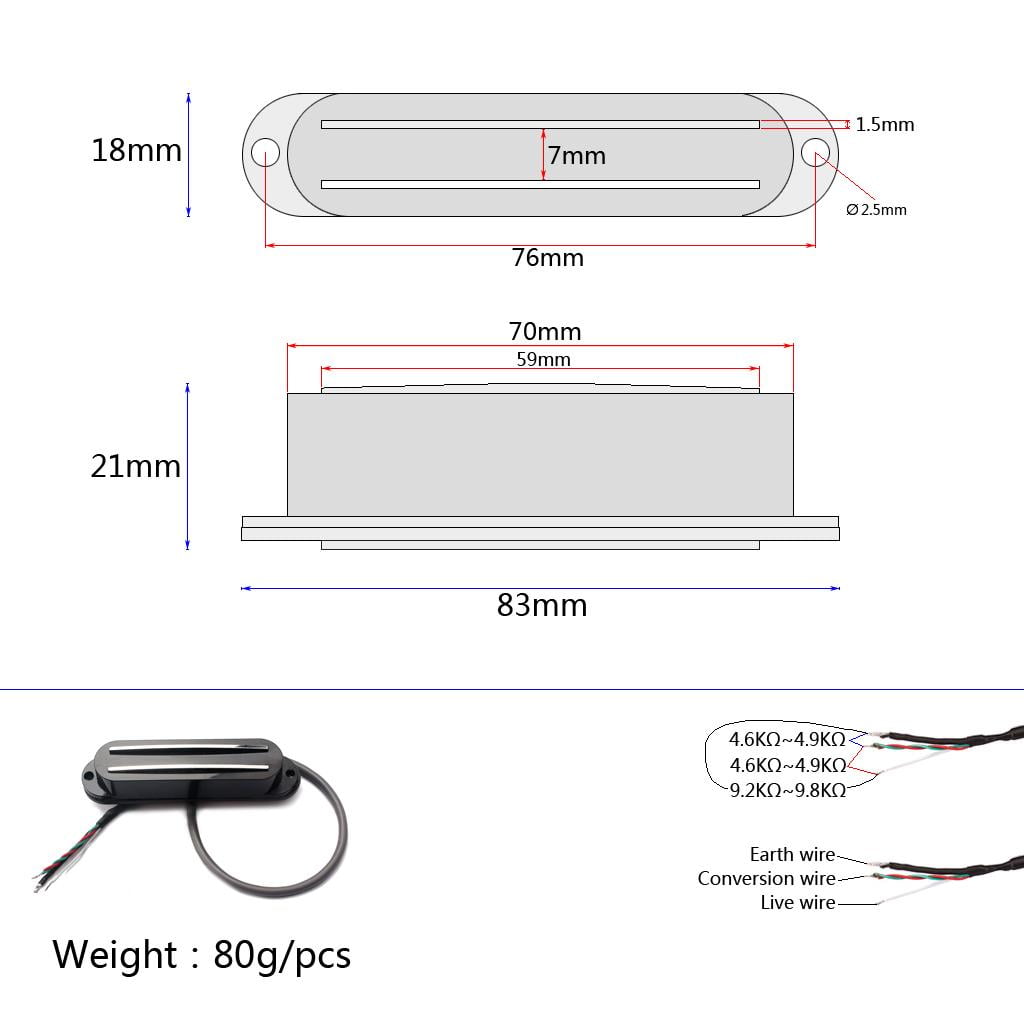 LeeQinersw 1x Single Coil Guitar Pickup Humbucker for Electric Guitar Parts Accessories Black