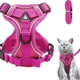 thumbnail image 1 of Arnés ajustable para gatos, a prueba de escapes, arnés para gatos con juego de correas, arnés suave para gatos, gatitos, perros y cachorros Pink-M, 1 of 5