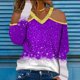 thumbnail image 2 of Blusa informal Pompotops gfhjh20401 de manga larga con estampado de Navidad y cuello en V para mujer, 2 of 4