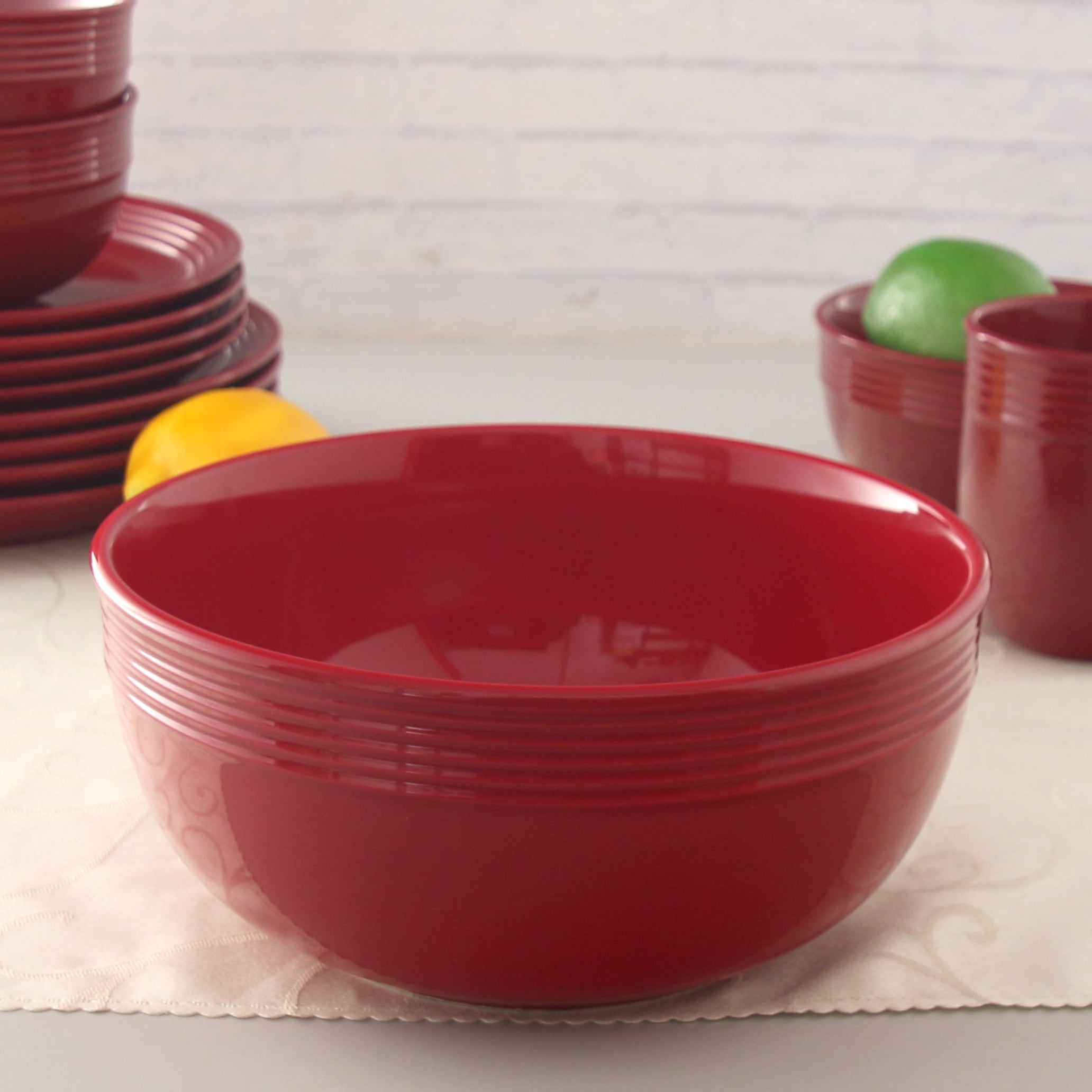 Mainstays Chiara Stoneware Round 9" Red Serve Bowl