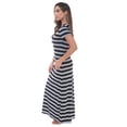 thumbnail image 2 of Just Love Womens Stripe Maxi Dress Knit Jersey T-Shirt Dress for Women (Heather Grey Black Stripe, 1X), 2 of 3