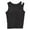 Black, variant on Women's Ribbed Camisole Top with Built In Bra Racerback Design Sleeveless Solid Color Padded Garment and Wide Comfort Straps