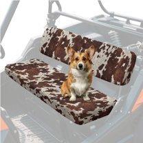 Uorisanigo UTV Seat Covers Set with Elastic Band, Easy Installation Brown Cow Print Mule Seat Cover for Kawasaki Mule 3000 3010 3020 Durable Fabric Replacement UTV Accessories