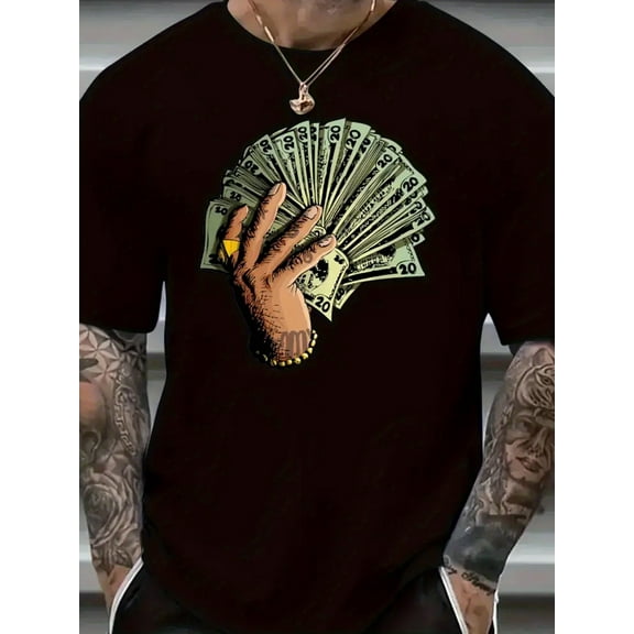 Men's Creative Money Print Fashion Summer Short Sleeve T-Shirt