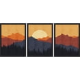 thumbnail image 2 of PixonSign Framed Canvas Print Wall Art Set - Sunset Silhouettes Mountain and Forest Posters - Set of 3 Geometric Abstract Nature Landscape Prints Retro Wall Décor for Living Room - 8"x10" Black, 2 of 5