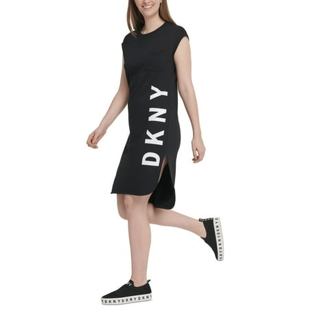 DKNY Women's Logo-Graphic T-Shirt Dress Black Size Small