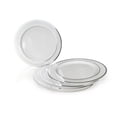 thumbnail image 4 of " OCCASIONS " 840 pcs/120 Guest-Full Tableware Set-Wedding Disposable Plastic Plates, Silverware, Silver Rimmed Tumblers (Combo A, White & Silver Rim), 4 of 4