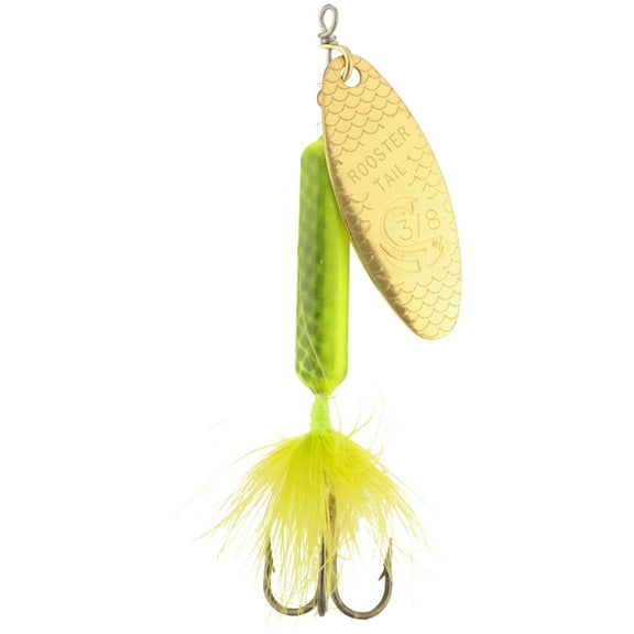 Worden's® Original Chartreuse Rooster Tail®, Inline Spinnerbait Fishing Lure, 3/8 oz