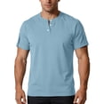 thumbnail image 6 of Paiwinds Men's Casual Short Sleeve Henley Shirt with Button Placket, Round Neck T-Shirt Top for Daily Wear, Black, 6 of 9