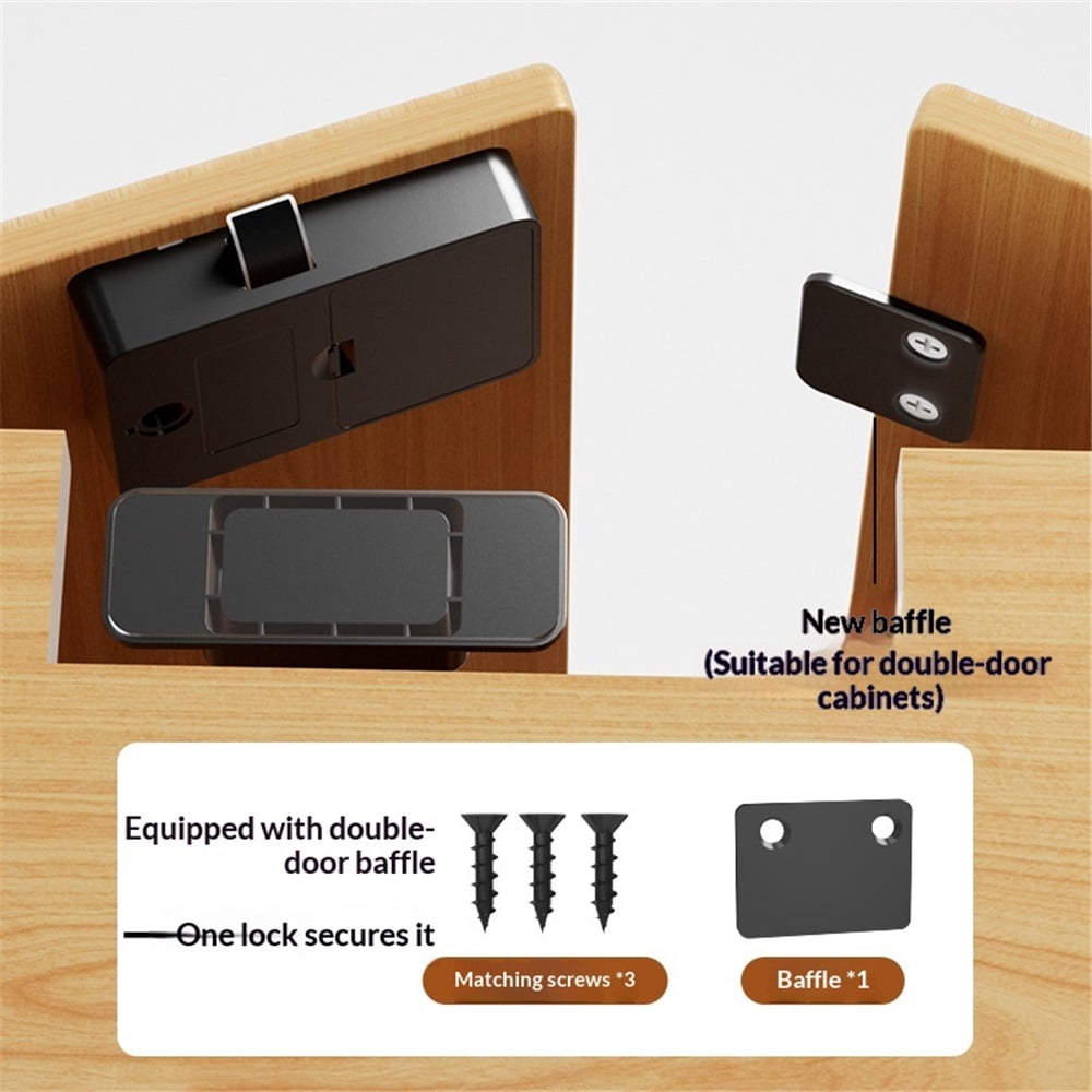 Fingerprint Cabinet Lock, Smart Biometric, Fit for Keyless Hidden File Drawer Wardrobe, Child Safety Electric Fingerprint Lock, DIY Wooden Furniture Privacy for Home Office