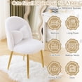 thumbnail image 5 of UBesGoo Modern Armless Makeup Chair Comfy Cute Accent Chair, Faux Rabbit Hair Vanity Chair for Office Living Dining Room, White, 5 of 9
