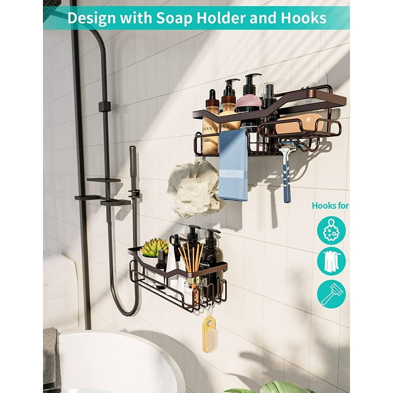 HapiRm Adhesive Shower caddy Shower Organizer Shelf Build in Shampoo  Holder, No Drilling Rust Proof Stainless Steel Shower Stora
