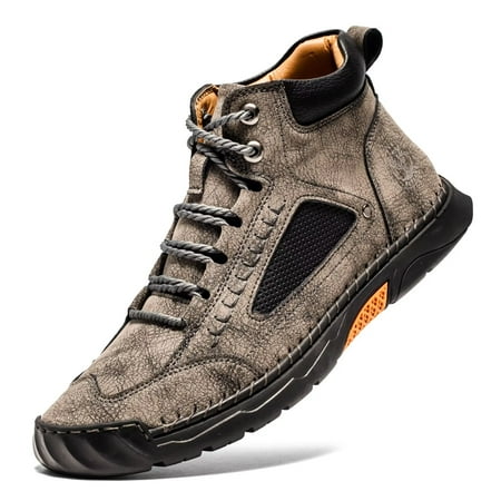 

FLYLAND Men s Casual Leather Fashion Sneakers Ankle Chukka Boots Handmade Lightweight Loafers Mid top Walking Driving Shoes