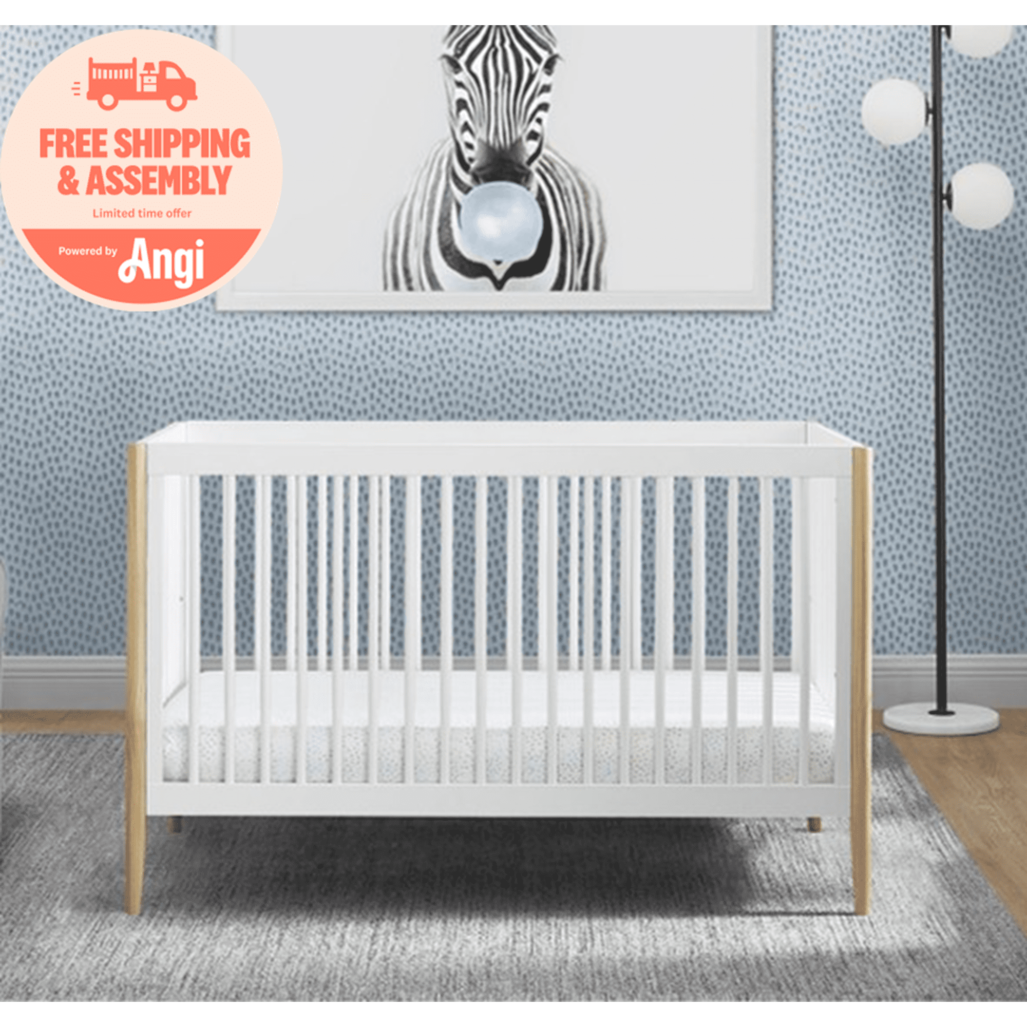 Delta Children Casey 4-in-1 Convertible Crib, Bianca White/Natural