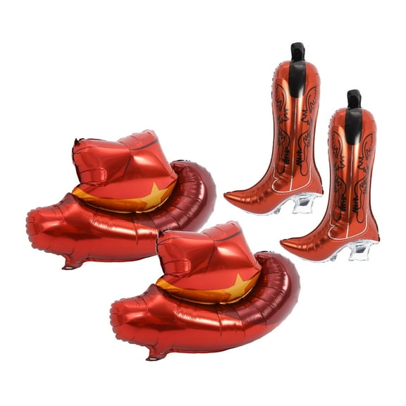 SOPOTUTU Cowboy Hat Boot Balloons Brown Aluminum Foil Western Themed Party Decor