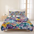 thumbnail image 2 of Twin XL Quilt Set 68''x98'', Spring Floral Lightweight Summer Bedspread Coverlet Set with 2 Pillow Shams, Modern Oil Painting Abstract Art Breathable All Season Quilt Bedding for Dorm/Guest Room, 2 of 6