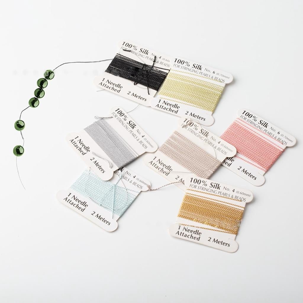 Giaone 20pcs 100% Silk Bead Cord Multicolor Needle End Silk Cord for Jewelry Beading