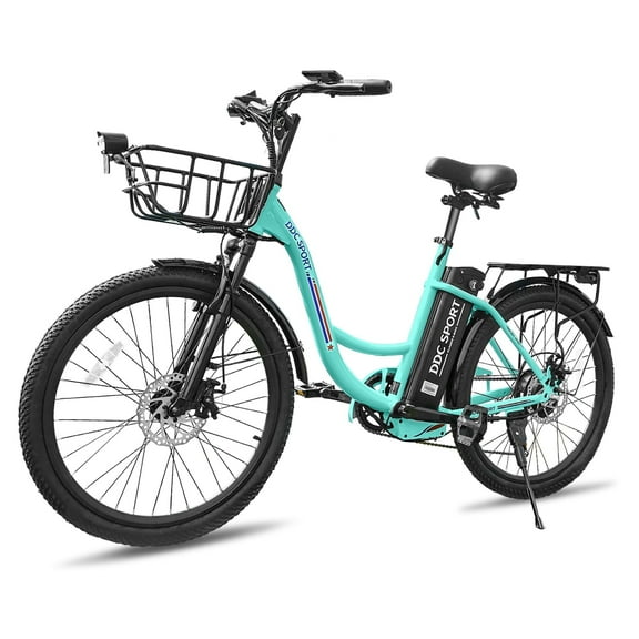24 Inch Cruiser Electric Bike, E-Bike for Adults, Ebike with 374.4WH Removable Battery, Step Through Ebike for Women Men,City Electric Bicycle,for City Commute