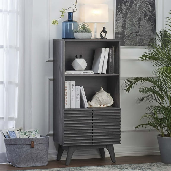 Modway Render Display Cabinet Bookshelf in Charcoal