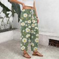 thumbnail image 4 of Wide Leg Pants Woman Flowy Palazzo Drawstring Elastic Waist Trousers with Pockets Casual Lounge, L, 4 of 5