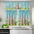 thumbnail image 4 of Happy Easter Bunny Kitchen Curtain Valance and Tiers Cute Rabbit 24 Inch Length Tier Curtains with Valance Rod Pocket Window Tiers Home Collection,3 Pack Holiday Decoration,Size M, 4 of 4