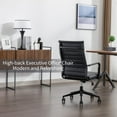 thumbnail image 3 of Office Desk Chair Leather, Conference Room Chairs with Wheels, Executive Modern High Back Ergonomic Swivel Rolling Ribbed Computer Chair, 3 of 12