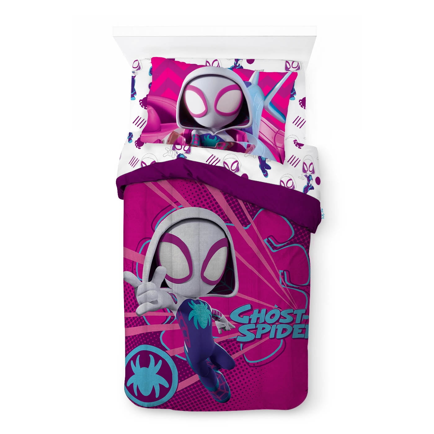 Marvel Ghost Spidey 4-Piece Toddler/Crib Kids Bed Set – Spidey & His Amazing Friends Bedding
