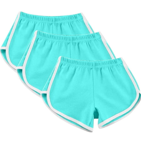 3 Pack Summer Hot Shorts for Women Elastic Waist Cotton Sports Shorts Athletic Yoga Dance Pajama Short Pants (M  Blue)
