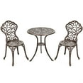 thumbnail image 3 of Resenkos Outdoor Cast Aluminum Dining Set for Patio or Deck, 3-Pcs Set, Leaf Bronze, 3 of 4