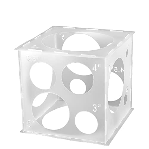 14 Holes Balloon Sizer Cube,Measurement Tool With Instructions for Arches,Column,Party Decoration (1-10 inch)