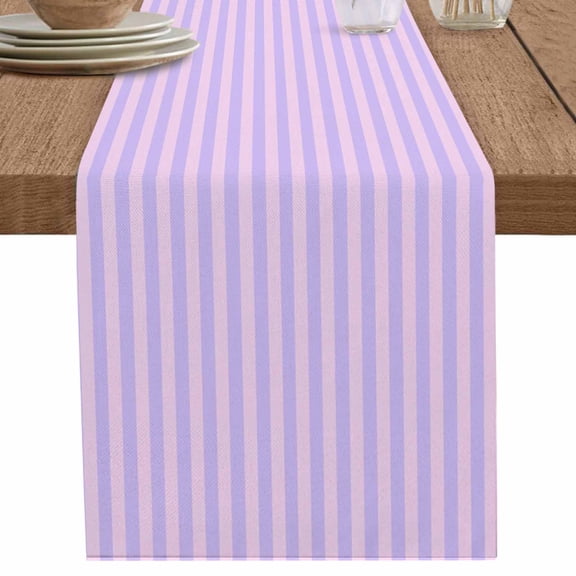 nqOlkjepod Purple Table Runner 70 Inches Long Farmhouse Dress Scarves, Geometric Vertical Striped Solid Rainbow Dining Tablerunner for Coffee Table/Kitchen Island/Party Décor, 13" x 70"