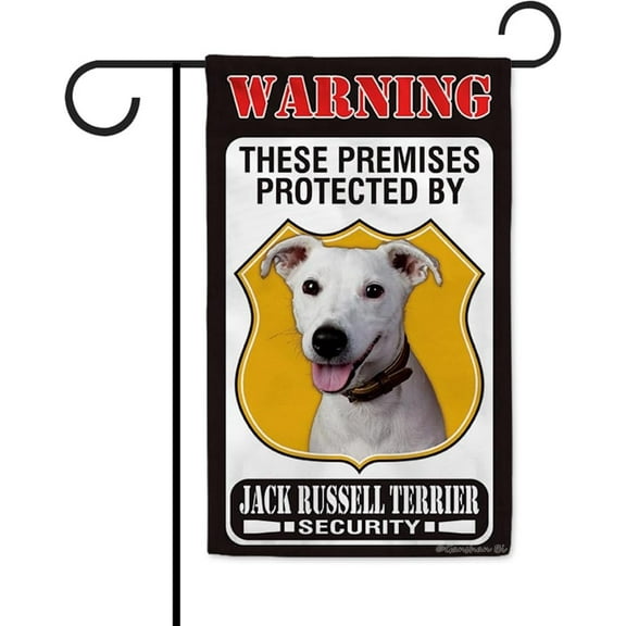 These Premises Protected by Jack Russell Terrier Garden Flag Dog Warning Sign Banner for Outdoor Yard Farmhouse 12.5X18 Inch Double Side