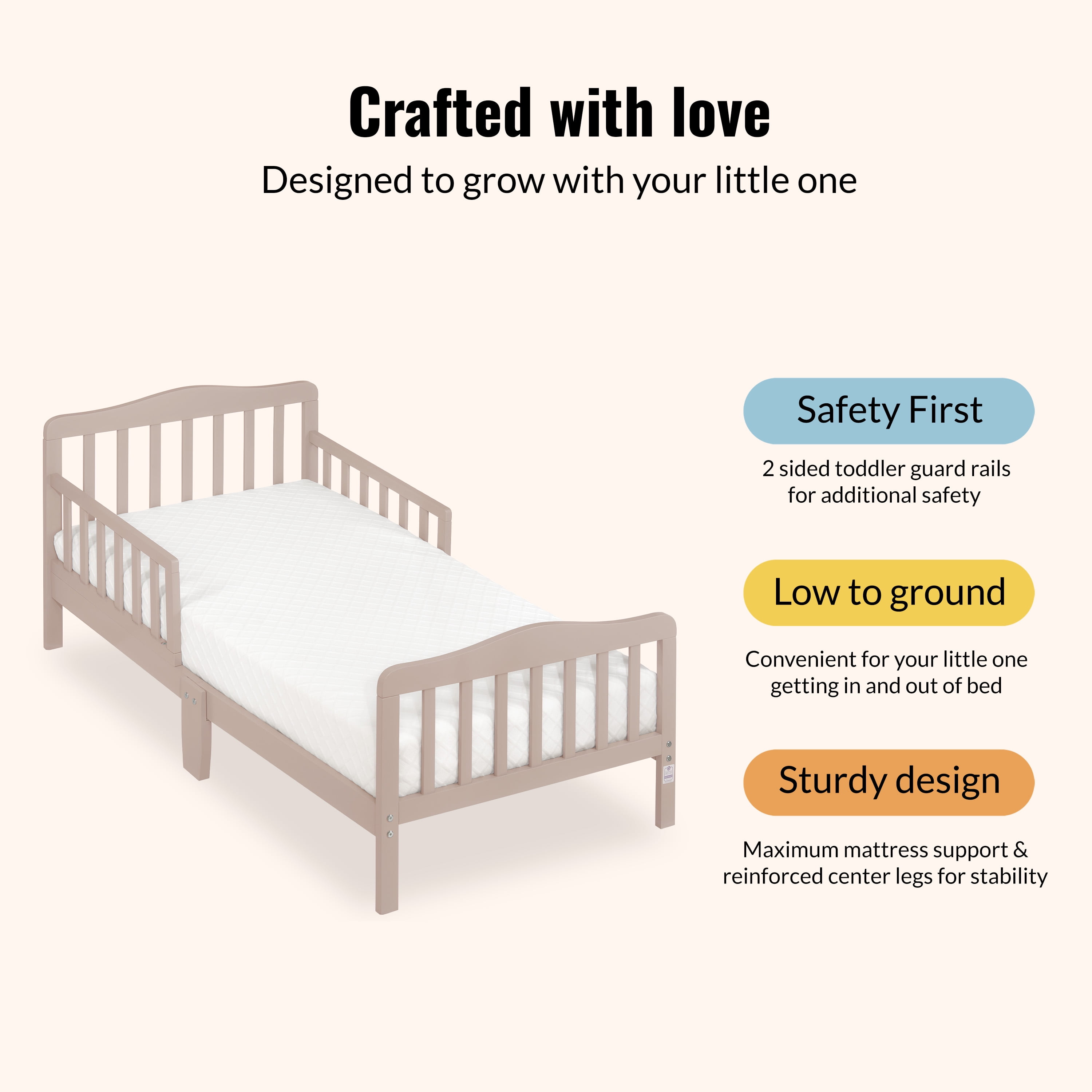 Dream On Me Memphis Classic Design Toddler Bed, Almond Butter