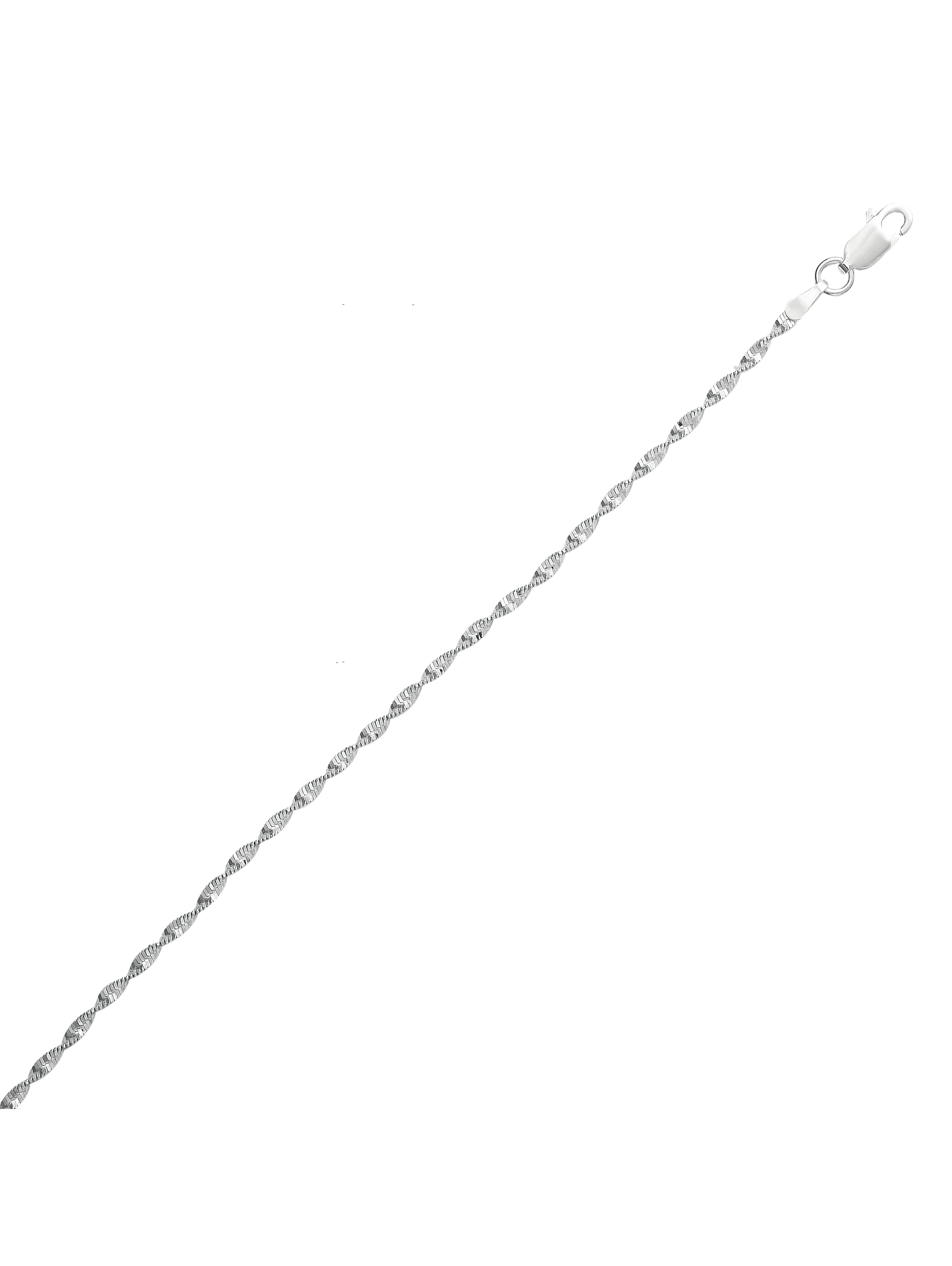 2mm Twisted Herringbone Chain Necklace – Sterling Silver 925 – Made In Italy