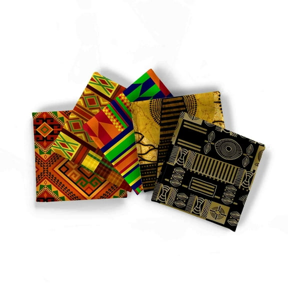David Textiles Cotton Tribal Fat-quarter Precut Bundle, 5 Pieces, Multicolor