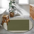 thumbnail image 4 of Olive Green Greek Key Large Area Rugs for Bedroom Living Room, Soft Non Slip Carpet Bedside Rug, Geometric Greece Ancient Farmhouse Geo Round Floor Cover Kitchen Accent Rug 4' for Dining Room/Office, 4 of 9