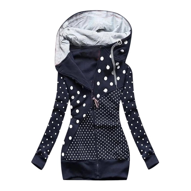 Ruimatai Women's Solid Stitching Drawstring Hooded Slim Fashion Jacket Coat Outwear