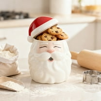 Taicans ‌Santa Cookies Jar Food Storage -Large Capacity Christmas Decorative Container with Sealed Lid,Perfect for Snacks & Festive Home Decor,Ideal Gift for Family & Friends,Ceramics‌