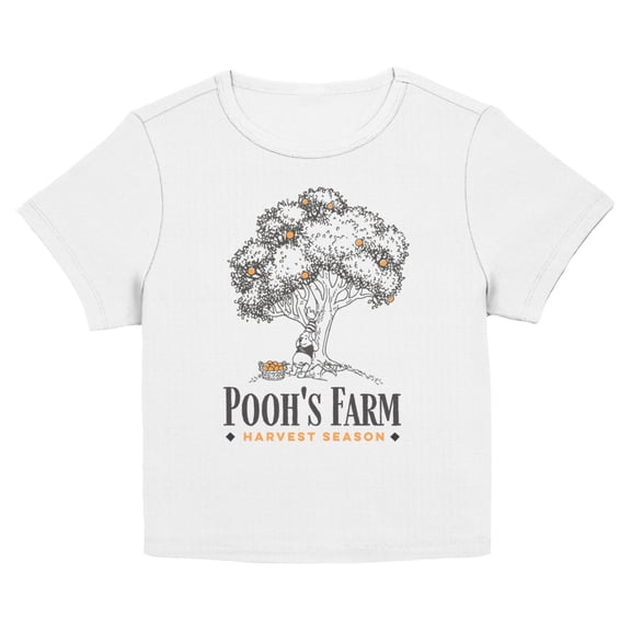 Juniors Winnie the Pooh Bear Farm Harvest Season Fruit Sketch T Shirt