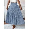 thumbnail image 2 of Women'S High Elastic Waist Midi Skirt Casual Summer Trendy Flowy Ruffle Floral Print A Line Skirts Blue Flower M, 2 of 6