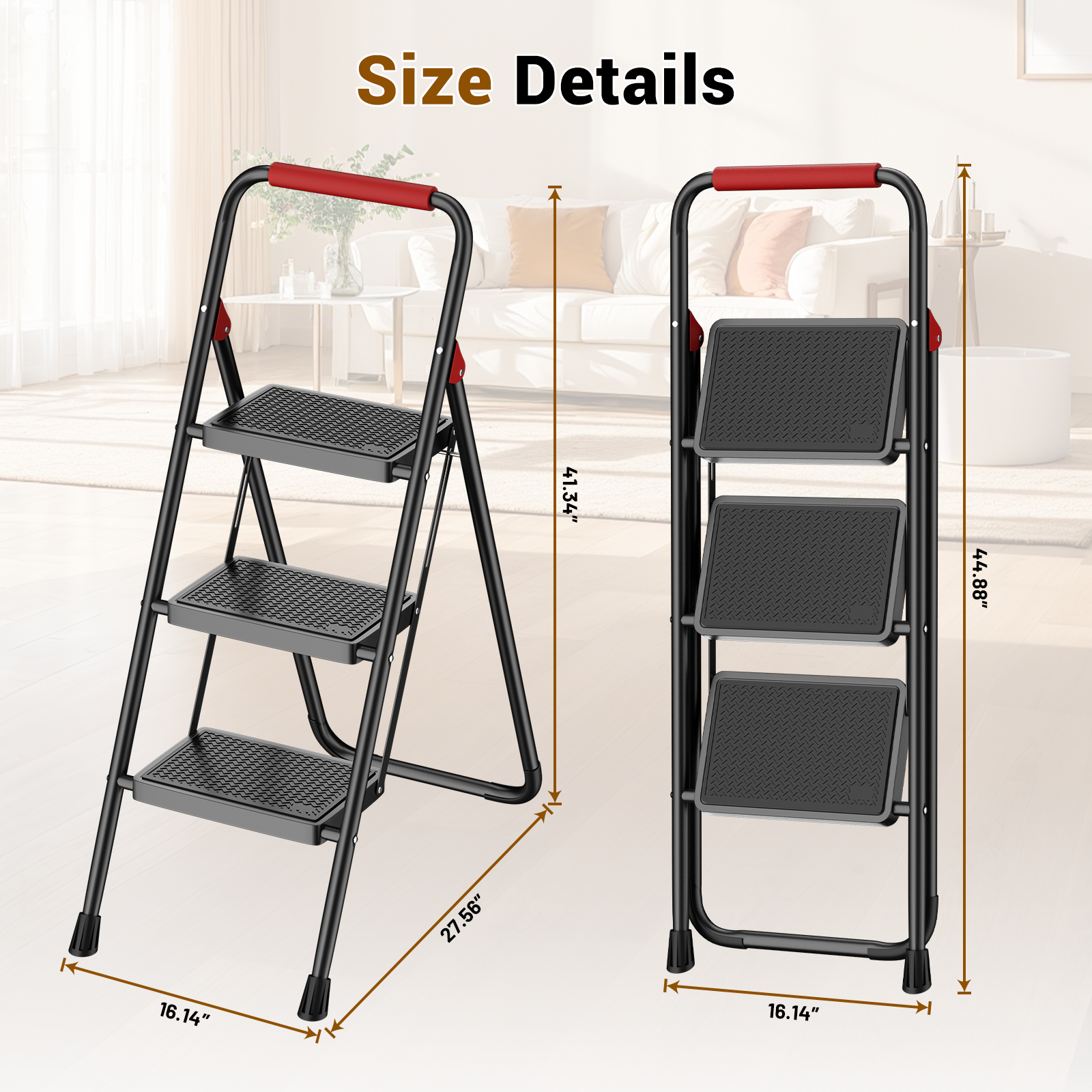 Lafati 3-Step Folding Steel Ladder, 330 Lb Capacity photo 3