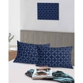thumbnail image 5 of Navy Blue Pillow Covers Queen Size 2 Pack, Geometric Leaf Diamond Plaid Abstract Check Soft Bed Throw Pillowcases Breathable Cooling Long Lumbar Body Pillow Sham Cover for Bed Sofa 20''x30'', 5 of 7