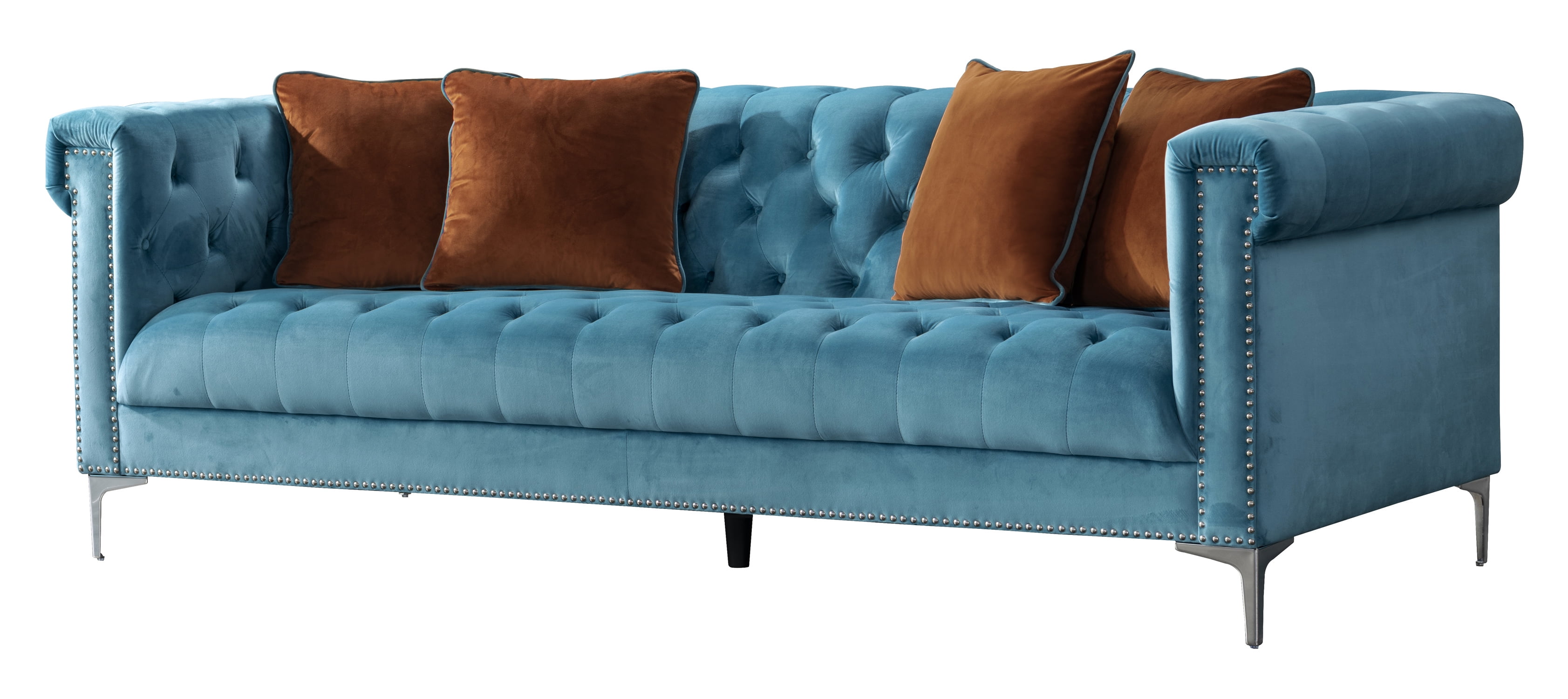 Acanva Luxury Vintage Tufted Velvet Living Room Sofa Couch, Teal