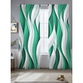 thumbnail image 2 of Green White Moire Sheer Curtains 108 Inch Length 2 Panels Set - Light Filtering Window Treatments, Modern Abstract Art Rod Pocket Semi Curtains for Living Room/Bedroom/Kitchen Décor, 104"W x 108"L, 2 of 7
